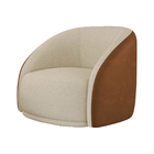 Poltrona Giratória 87cm Heidi Courino Caramelo | Bouclé Suave